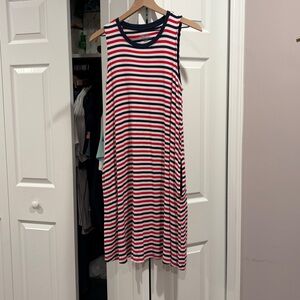 Time & Tru Striped Midi Dress With Pockets